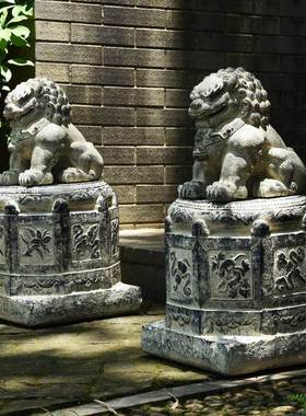 神兽玄关茶室软装新中式仿石麒麟貔貅狮子镇宅招财禅意中堂摆件