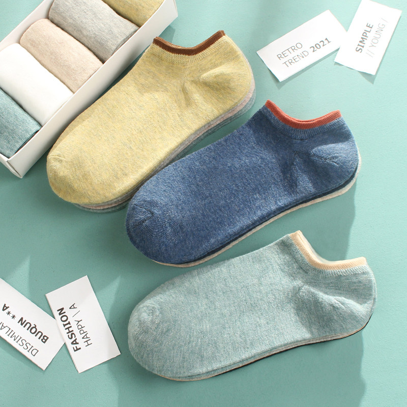 男士夏季运动透气纯色低帮潮隐形袜 布群船袜