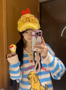 日系可爱摇粒绒小黄鸭棒球帽女秋冬款加厚保暖拍照出片休闲百搭潮