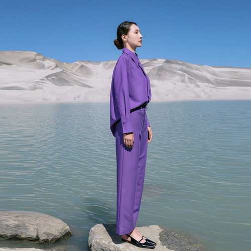 婉甸2025罗兰紫长袖衬衫简约风H型1241S07MS2 - 图0