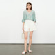 Wandian 2026 summer ຜະລິດຕະພັນໃຫມ່ Mambo ສີຂຽວ pullover ເສື້ອຍືດແຂນຍາວບາງໆແບບສະບາຍໆ 1252H21RS4