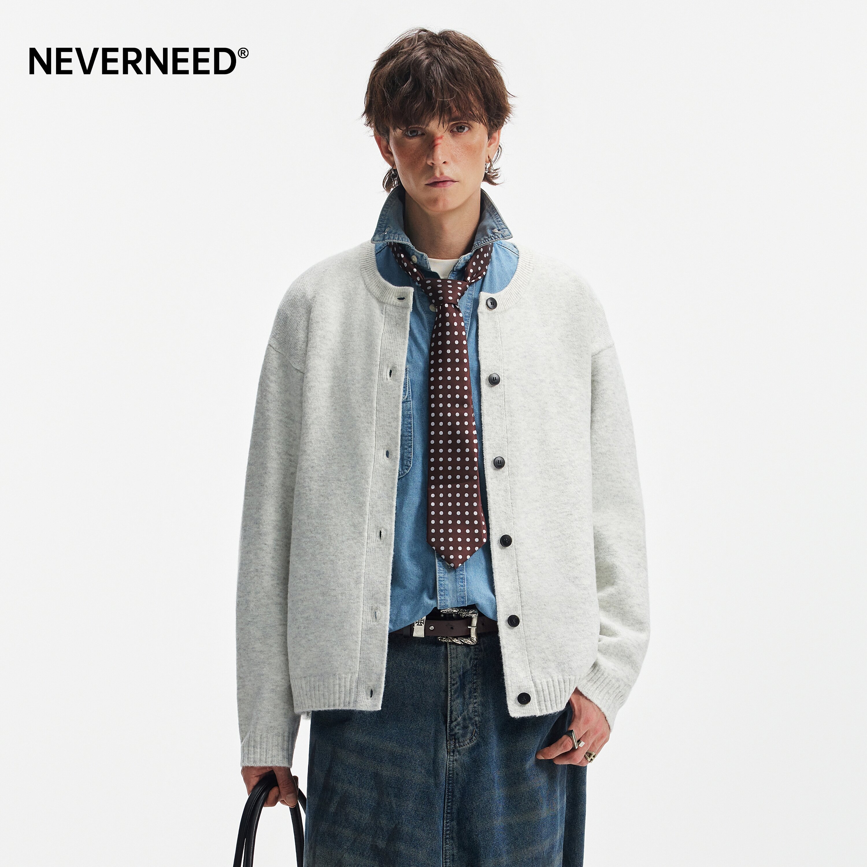 NEVERNEED短款开衫毛衣男女秋季美式绵羊毛慵懒风情侣针织衫外套,淘宝优惠券,粉丝福利购,淘宝优惠卷