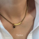 French style black gold braided tiger eye stone retro Maillard necklace clavicle chain niche high-end women