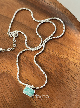 天然天河石方糖米粒橄榄珠项链