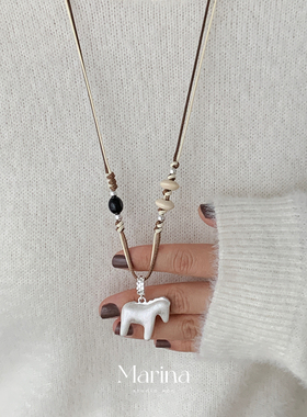 复古小马长款项链【本命年bi入】万能扣极简主义棉绳编织毛衣链