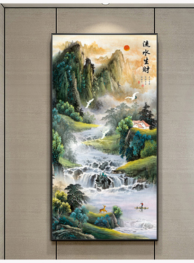 入户镇宅竖版玄关装饰画新中式