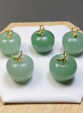 天然玉石金丝玉水晶diy饰品配饰简约DIY小苹果项链吊坠ins风-温柔