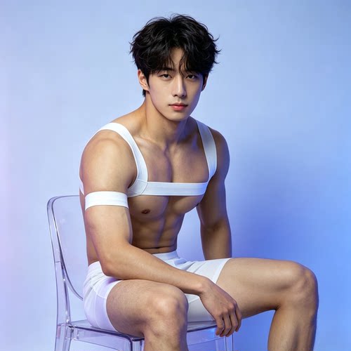 男高弹健身胸带臂环内裤镂空背心绑带夜店舞台表演派对性格彩虹ga - 图0