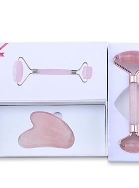 粉水晶面部玉石刮痧板拨筋棒身体脸部心形刮痧片宝石刮脸板