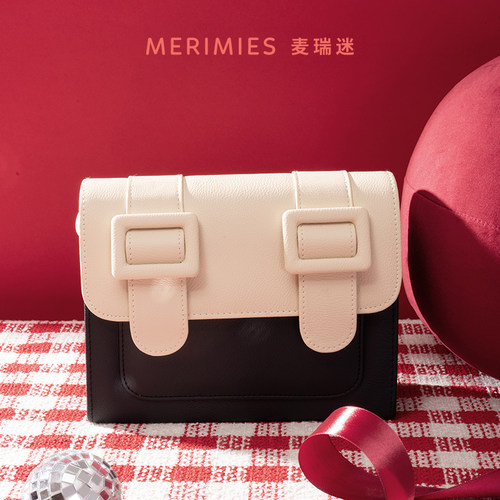 merimies麦瑞迷官方 泰国剑桥包M号拼色 单肩邮差包斜挎包女包包 - 图2