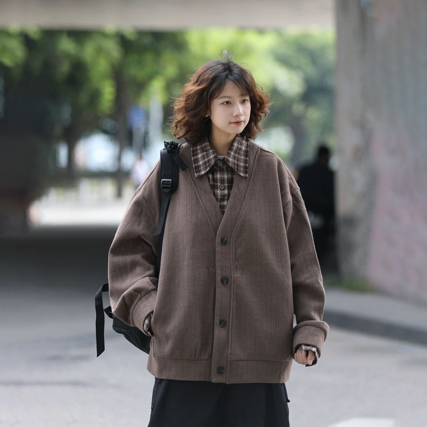 阿于呆美式复古假两件开衫毛衣外套男秋冬宽松叠穿百搭针织上衣女,淘宝优惠券,粉丝福利购,淘宝优惠卷