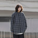 Ayudai Japanese contrast plaid long-sleeved shirt