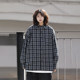 Ayudai Japanese contrast plaid long-sleeved shirt