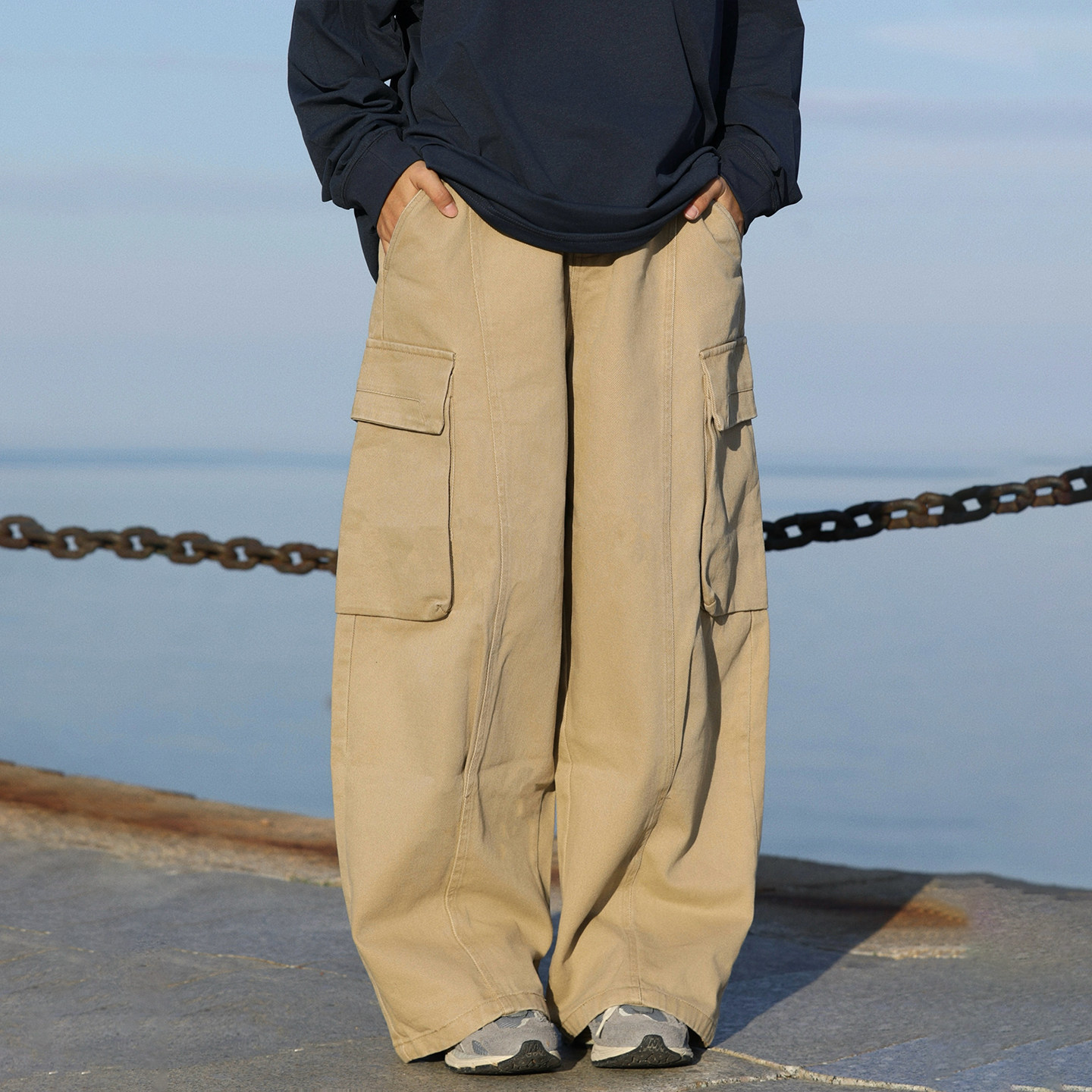 阿于呆日系复古大口袋直筒工装裤男宽松阔腿卡其百搭休闲长裤女潮,淘宝优惠券,粉丝福利购,淘宝优惠卷