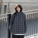 Ayudai Japanese contrast plaid long-sleeved shirt
