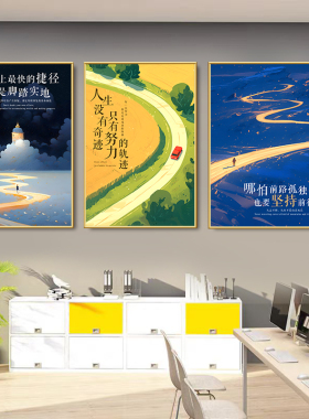 办公室激励志墙贴企业文化墙装饰挂画会议室团队标语布置公司海报