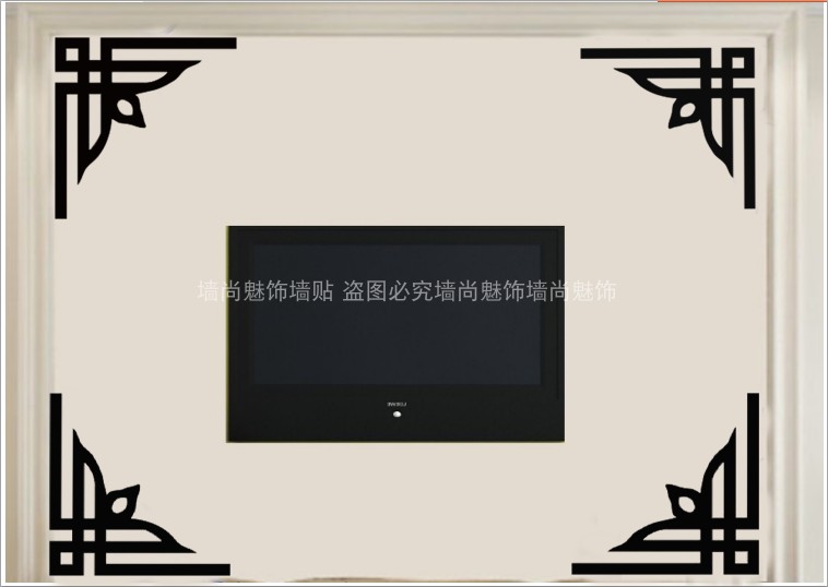 青花瓷中式对角边框花边墙贴幼儿园教室木门窗户装饰玻璃橱窗贴纸 - 图0