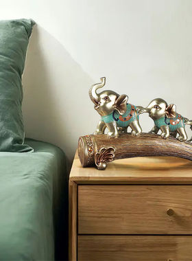 柒夏欧式创意轻奢大象客厅摆件工艺品电视柜酒柜玄关摆设乔迁礼品