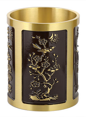 莎庭（SARTILL）实心铜笔筒老板台黄铜摆件家居办公室摆饰教师节