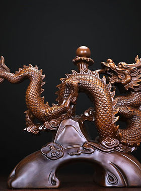 欢型生肖龙摆件客厅酒柜家居装饰招财龙办公室书房高档工艺品摆设