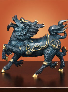 上善若水《风火麒麟》铜麒麟摆件全铜财福麒麟客厅玄关家居工艺礼