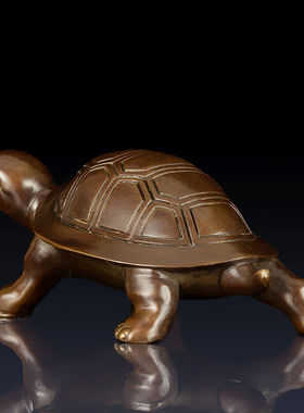 古叶家居实心纯黄铜乌龟摆件把玩工艺品中式家居饰品铜龟摆件客厅