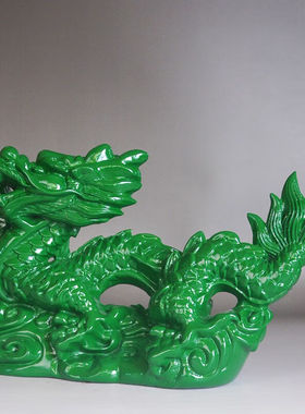 仙将实木龙摆件绿色木质生肖龙手工雕刻大号龙纯木龙缺角补位工艺