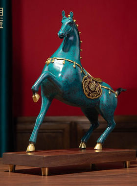 大明铜匠马上有财铜马摆件客厅玄关装饰品开业乔迁送礼新中式工艺