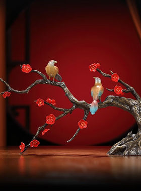 礼家兴全铜喜鹊摆件喜上眉梢工艺品客厅玄关酒柜装饰品乔迁新居结