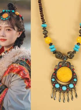 麦舒特藏族舞蹈服头饰女藏式度假沙滩裙配饰民族风发饰西藏手工编