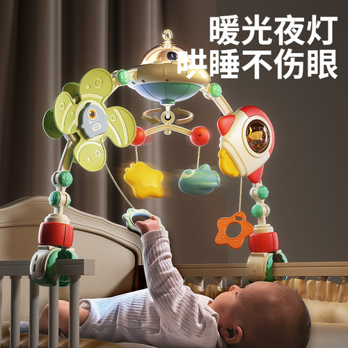 婴儿音乐床铃悬挂式床头旋转摇铃餐椅宝宝推车玩具挂件吊挂躺着看 - 图2