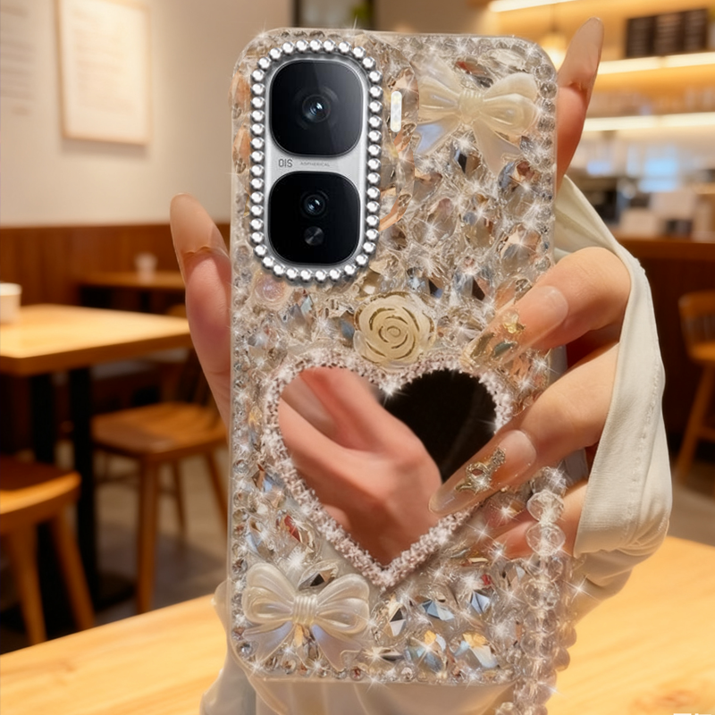 2026高端镶钻补妆镜适用iQOONeo10手机壳小众z10x奢华6SE高级感U3新品5防摔11满钻9水钻7保护套8SE新款7SE - 图2