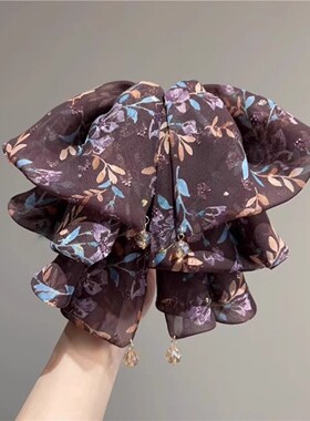 超仙碎花大蝴蝶结发夹
