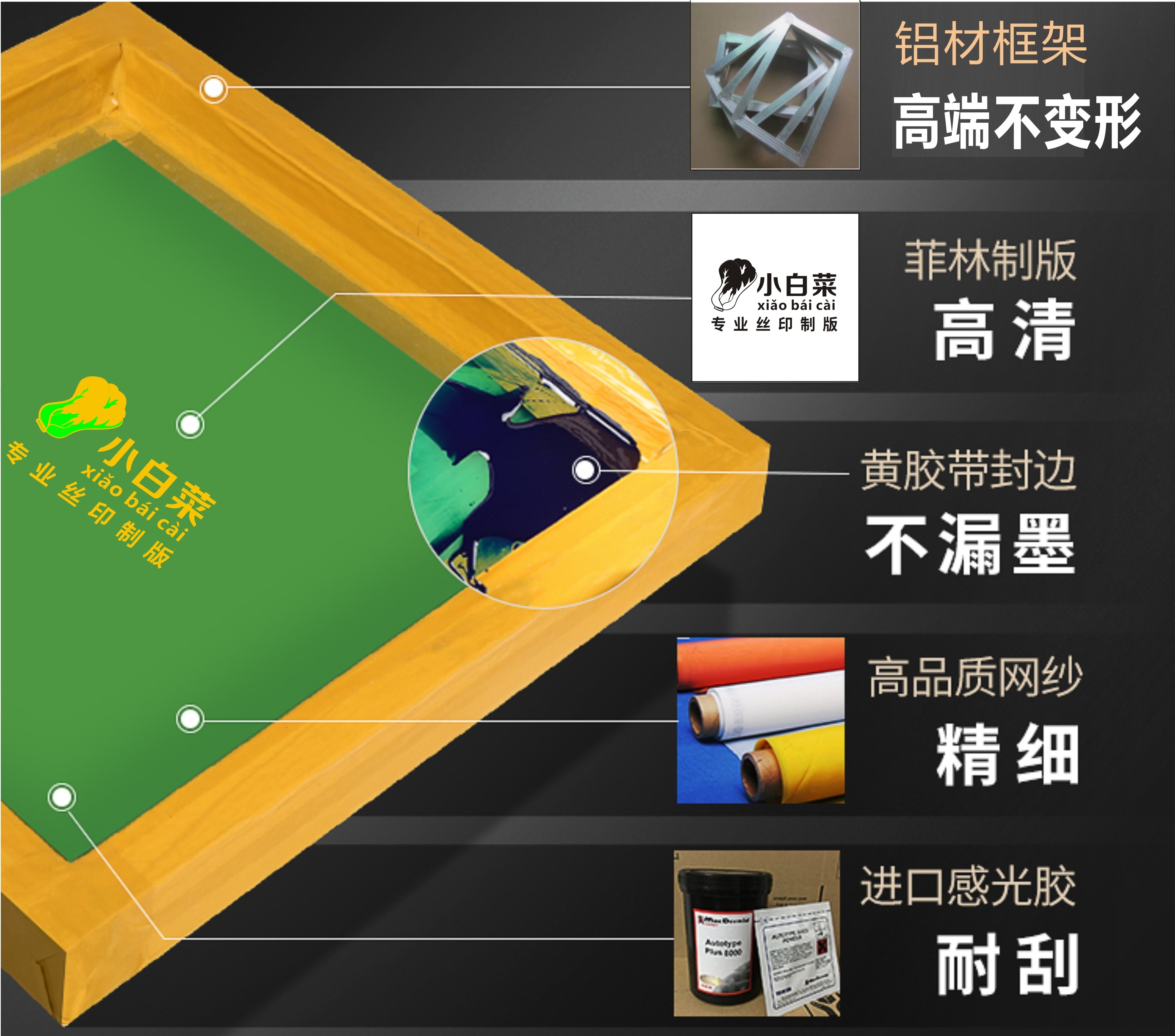 定制丝印网版水油性丝网印刷模版制作订做油墨网板木框制版器材_虎窝淘