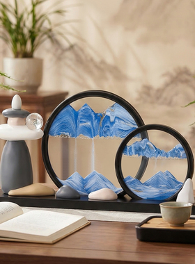 新中式石来运转双流沙画创意摆件