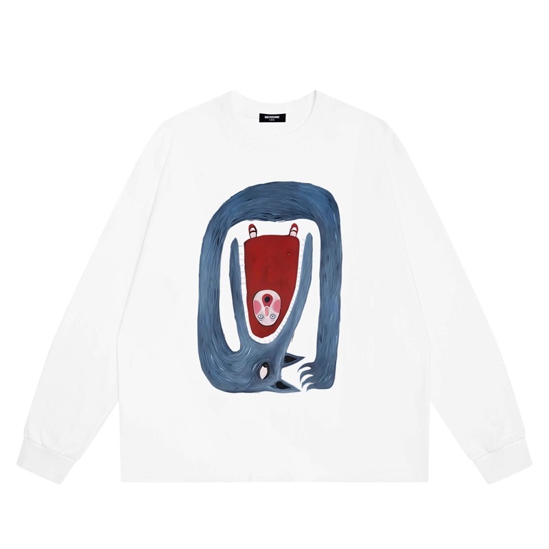 WE11DONE CDG*25AW小众潮牌动漫印花情侣重磅纯棉宽松打底衫t恤男 - 图0