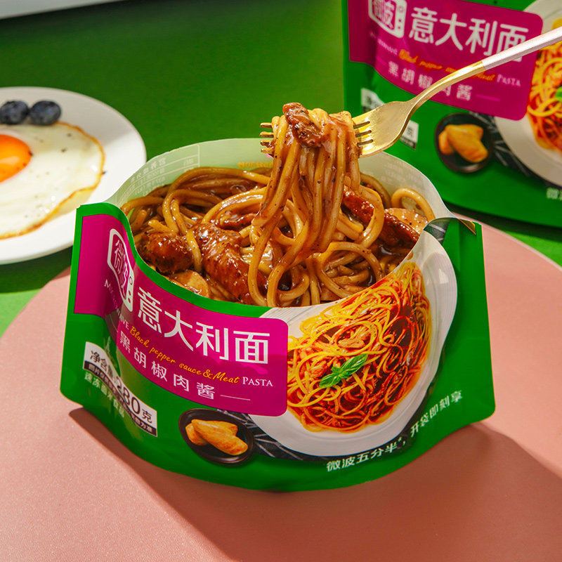 【49元选6袋】三全微波意面速食番茄肉酱面奶香蘑菇黑椒意大利面
