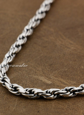 复古时尚男款纯银项链 Cool朋克风潮骑士螺旋型项链男925银饰