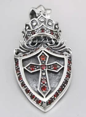 十字架盾牌吊坠饰品朋克风纯银