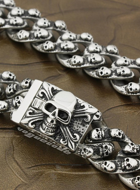 霸气风骷髅头钛钢项链包邮