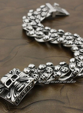 朋克风骷髅头钛钢手链包邮