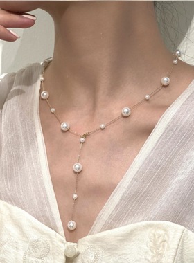 日韩小清新淑女气质珍珠锁骨链 满天星简约百搭项链饰品 可做手链