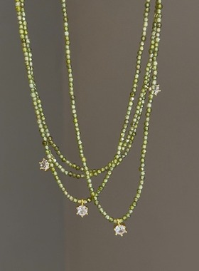 彩色串珠项链轻奢小众气质复古锁骨链 2025夏新款高级女颈链配饰