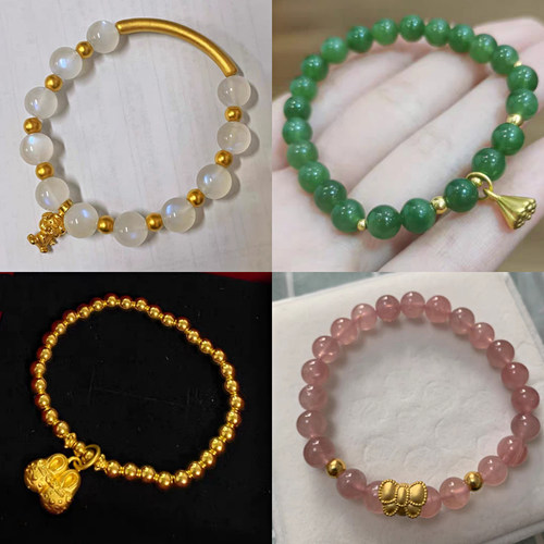 金佛爷18K古法小黄金珠珍珠隔珠散珠定位珠转运珠diy手工材料配件 - 图1