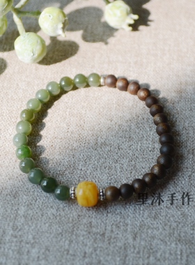 碧玉蜜蜡沉香手链手串
