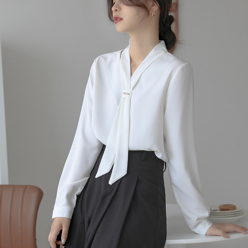 领带设计感小众2020秋季长袖白衬衫 堇眉衬衫