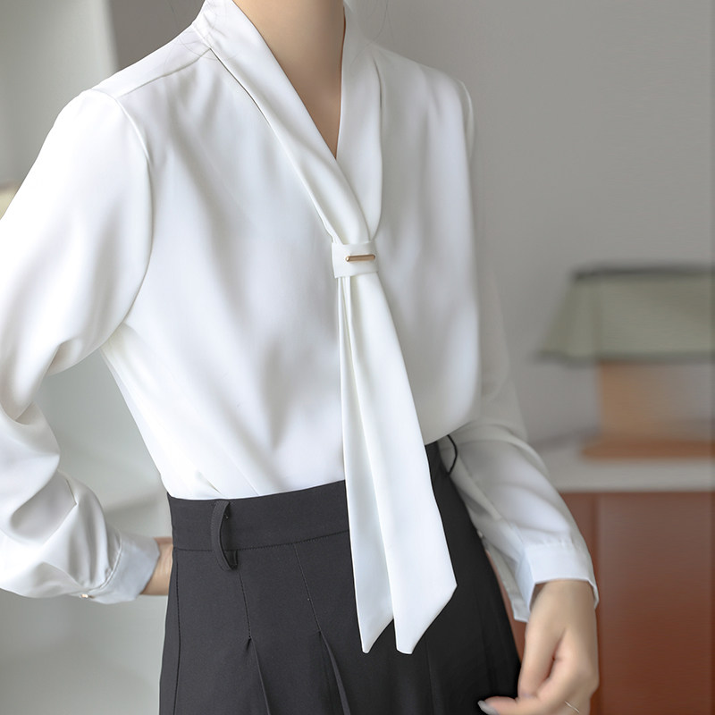 领带设计感小众2020秋季长袖白衬衫 堇眉衬衫