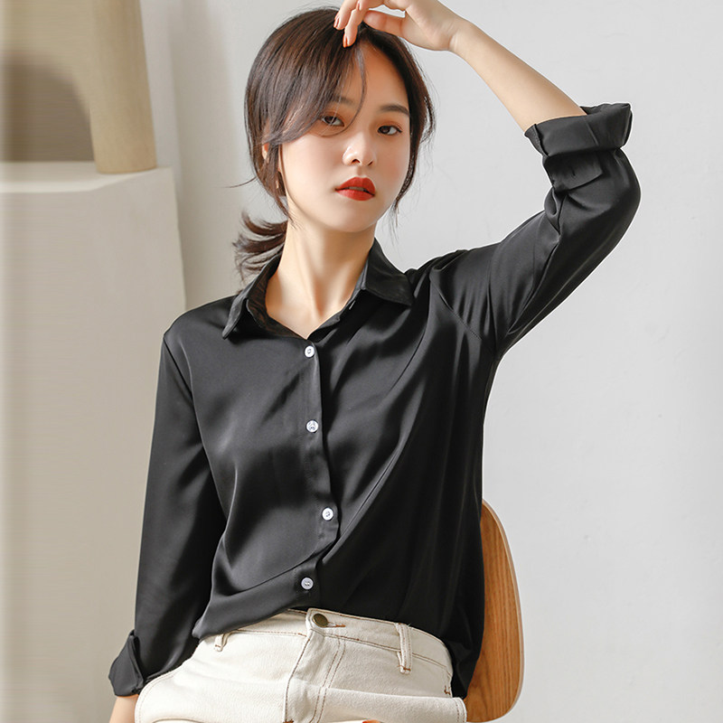 黑色女设计感小众百搭气质职业衬衫 堇眉衬衫