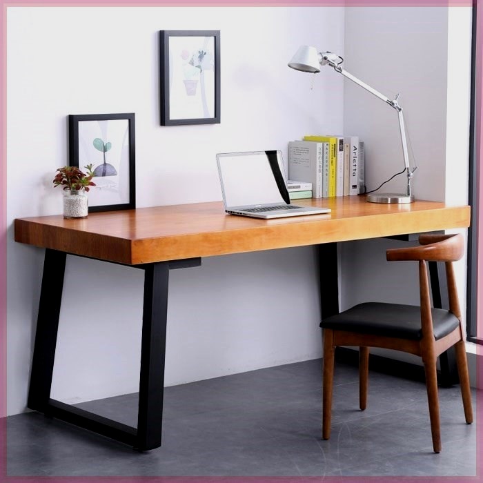 榆木板大桌实木书桌电脑桌台式桌子家用双人简约现代写字桌办公桌
