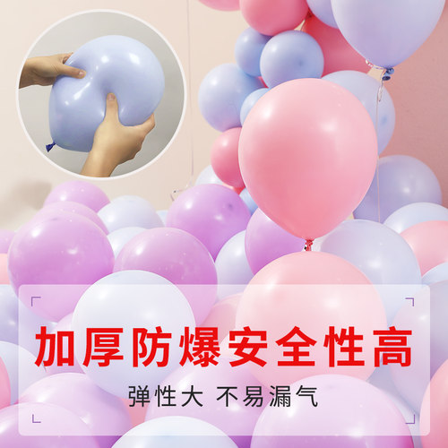 梦幻马卡龙气球高级感粉白色彩生日布置儿童无毒周岁派对场景装饰 - 图2